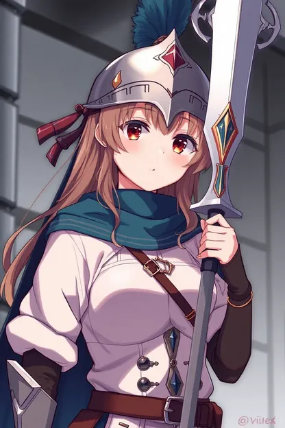 Fille anime portant un sallet dans un monde de fantasy beau