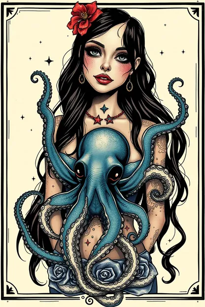 Fille avec tatouage d'anus d'octopus : culture du tatouage