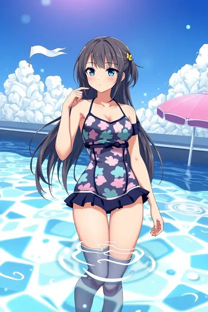 Fille en maillot de bain caractère anime AI