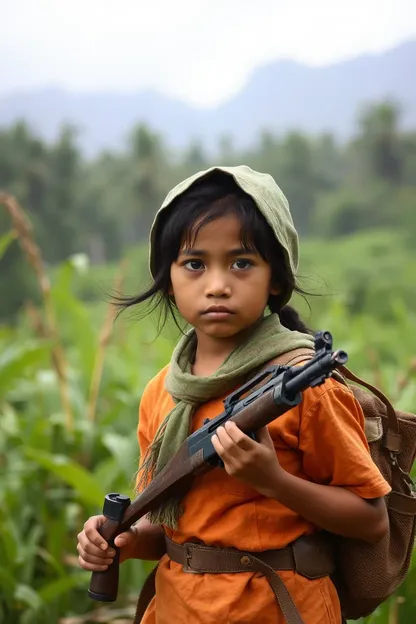 Fille rebelle jeune mène une guerre de guérilla contre la tyrannie