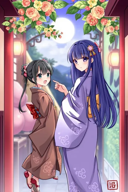 Filles Anime belles dans des kimonos GIF