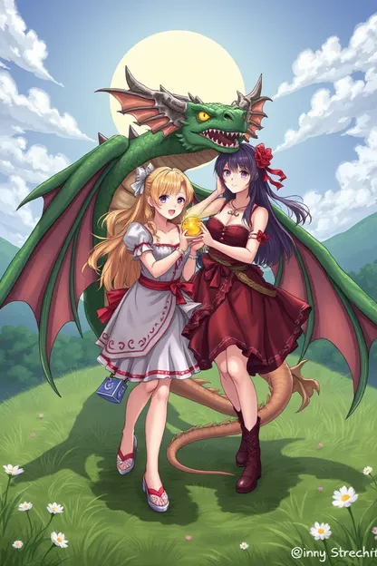 Filles de dragon unies pour des aventures épiques ensemble