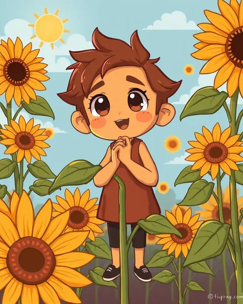 Galerie d'art coloré de fleurs de tournesol en dessin animé