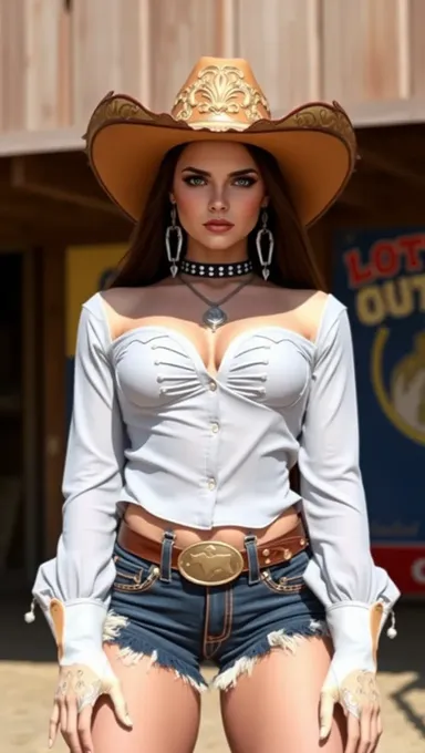 Grande Cowgirl de Seins en Cavalerie d'Aventure