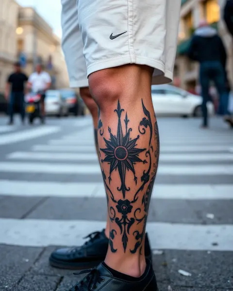 Hommes avec tatouages de jambes