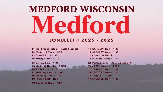 Horaires de concert de Medford Wisconsin 2025-2025 publiés en ligne