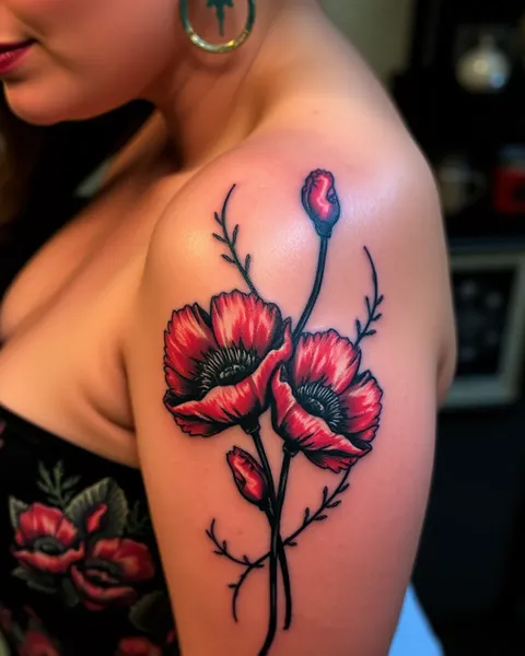 Idées de tatouage de coquelicots pour épaule et avant-bras