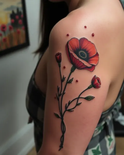 Idées de tatouages de coquelicot pour manche et dos