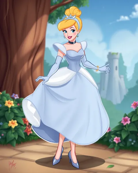 Illustration colorée et imaginaire de la princesse Cendrillon : image de cartoon