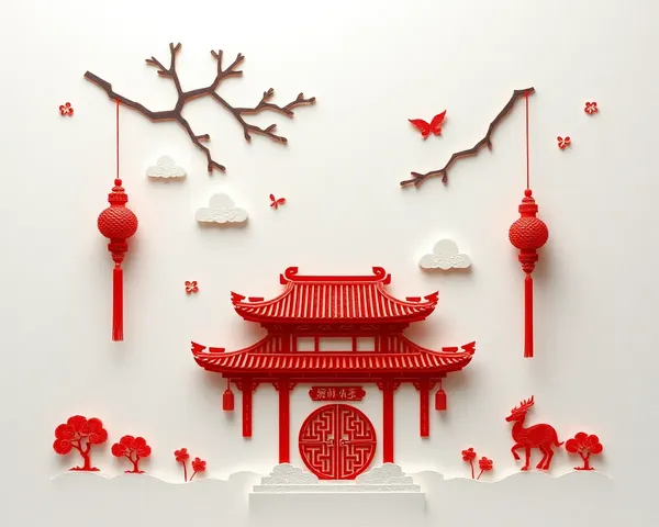 Illustration de Coupure de Papier Chinois Style PNG