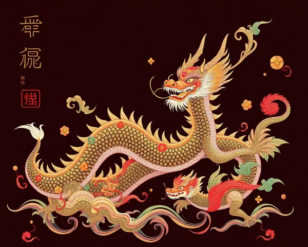 Illustration de dragon chinois en PNG pour le design