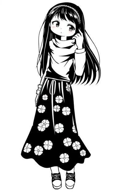 Illustration de fille en noir et blanc simple