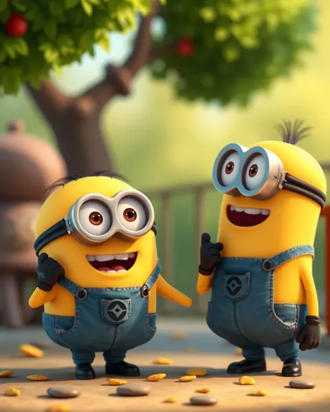 Illustration de photos de cartoons des Minions dans un monde animé whimsical