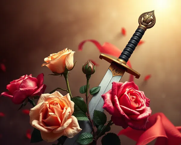 Image PNG de roses et d'épées intitulée