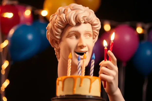 Image d'anniversaire heureuse de David avec gâteau et cadeaux