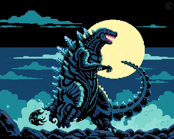 Image de Godzilla 8 bits en format PNG trouvée