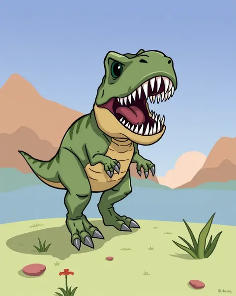 Image de T-Rex en Cartoon : Conception de Tyrannosaurus Rex Whimsical en Cartoon