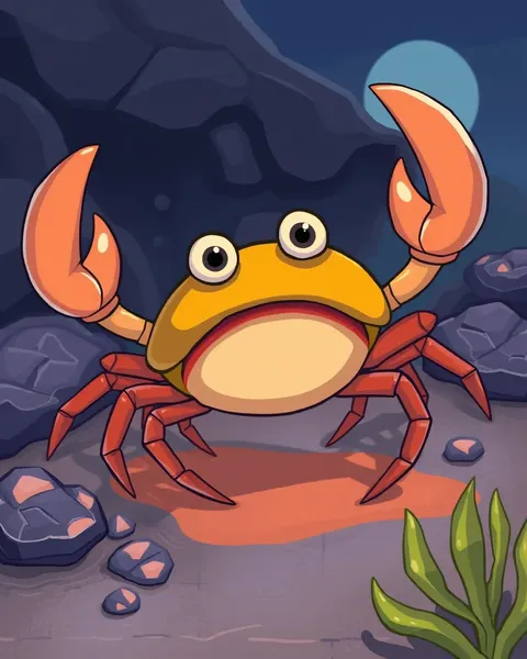 Image de cartoon colorée d'un habitat de crab