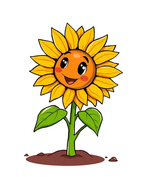 Image de cartoon d'une fleur de tournesol à nouveau