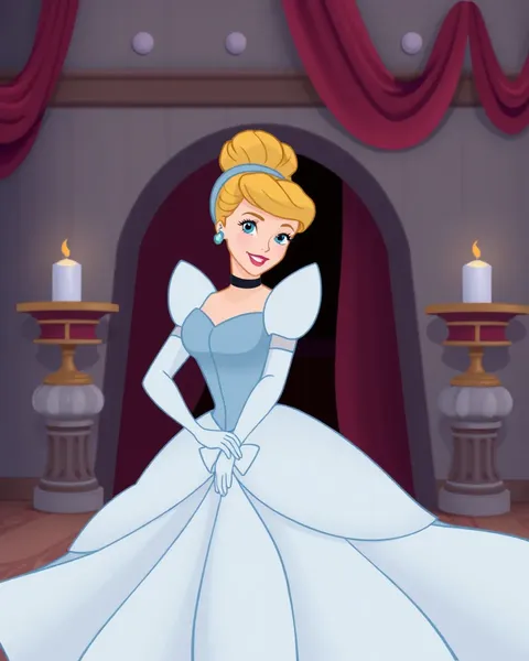 Image de cartoon de Cendrillon : Scène de conte de fées dessinée avec soin