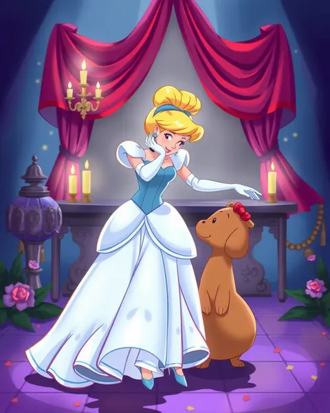 Image de cartoon de Cendrillon : scène de conte de fées magnifiquement illustrée