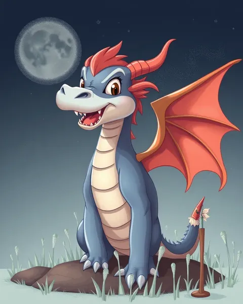 Image de cartoon de dragon dépeignant un personnage de fantasy captivant