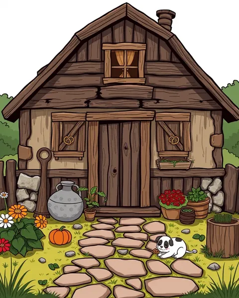 Image de cartoon de ferme : Paysage de ferme vif