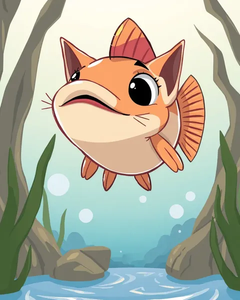 Image de cartoon de poisson-chat : image de cartoon fictive de poisson-chat