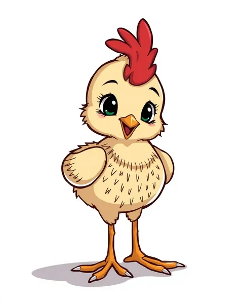 Image de cartoon de poulet mignon avec des plumes floues