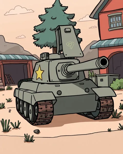 Image de cartoon de tank : expression artistique vibrante