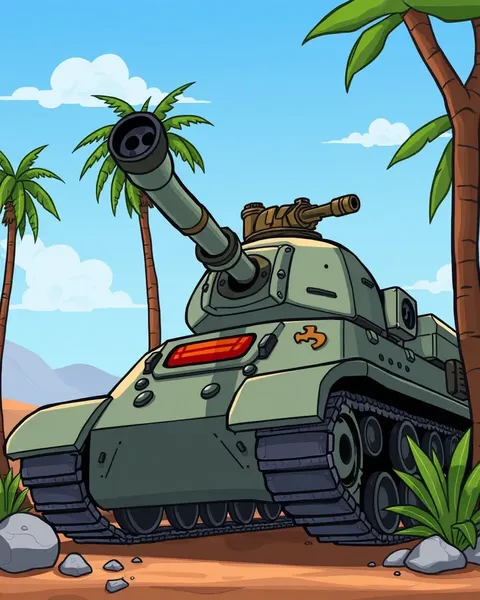 Image de cartoon de tank : un design unique et imaginatif