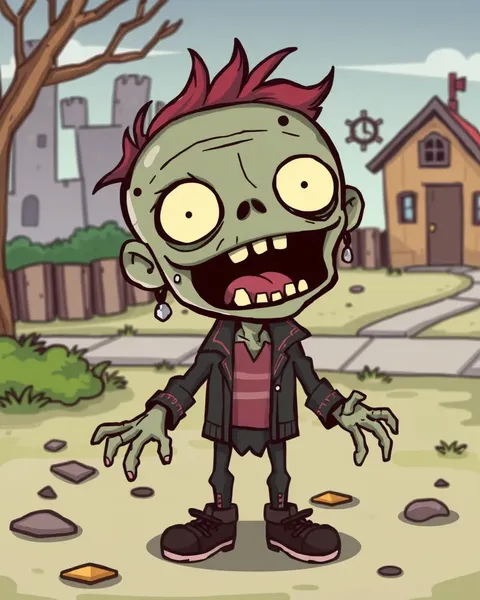 Image de cartoon de zombie avec un visage drôle