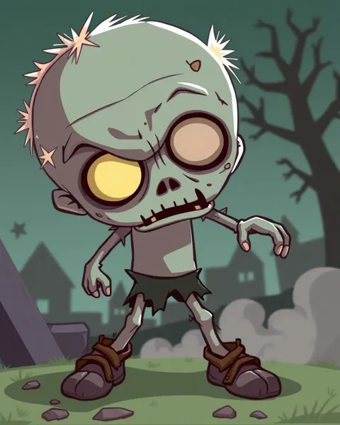 Image de cartoon de zombie avec une figure ensanglantée