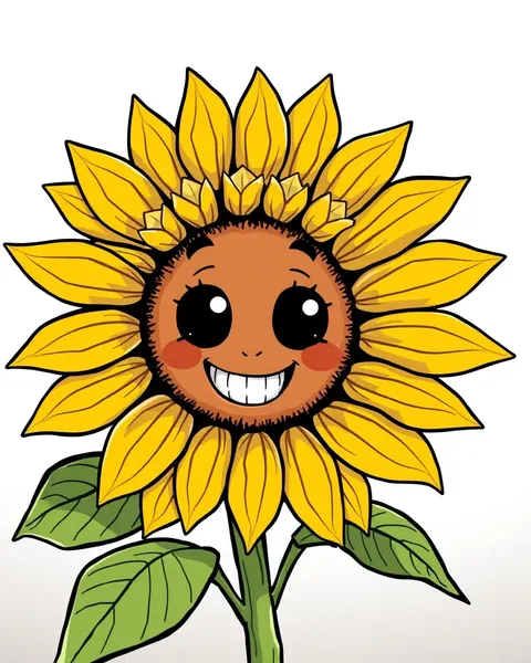 Image de cartoon identique d'un fleur de soleil à nouveau