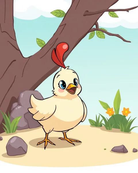 Image de cartoon mignonne d'un poulet aux plumes