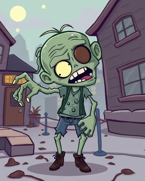 Image de cartoon zombie avec des yeux cartoonish