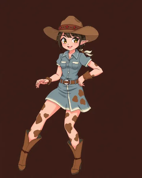 Image de cowgirl cartoon : illustration de style élégant