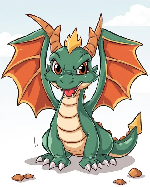 Image de dragon en cartoon avec des flammes