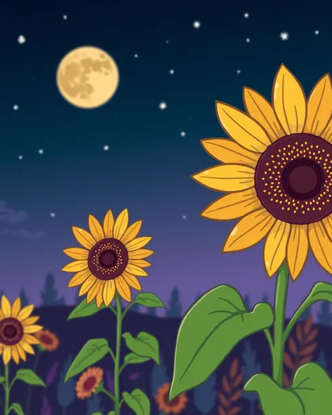 Image de fleur de tournesol en cartoon : un chef-d'œuvre d'art