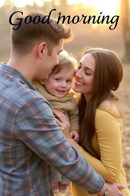 Image de matin familiale scène joyeuse matin