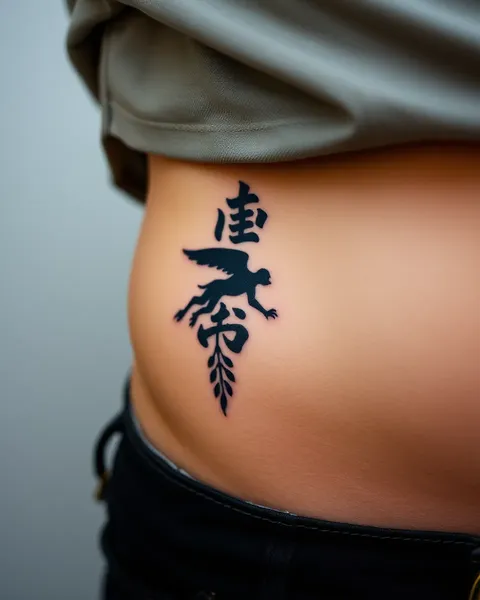 Image de tatouage sur la peau de l'abdomen