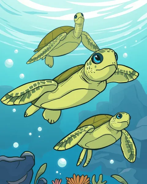 Images amusantes de tortues marines en cartoon