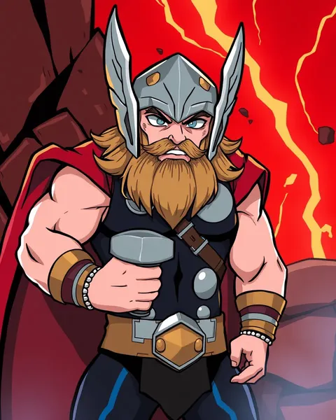 Images de Cartoon de Thor : Art de Comic Book Coloré