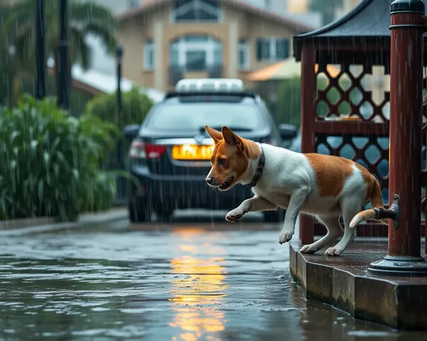 Images de Chats et Chiens sous la Pluie Torrentielle