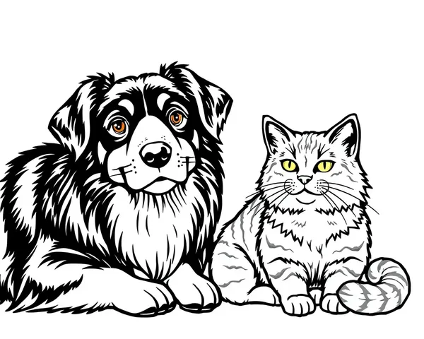 Images de Coloriage de Chiens et de Chats pour Thérapie