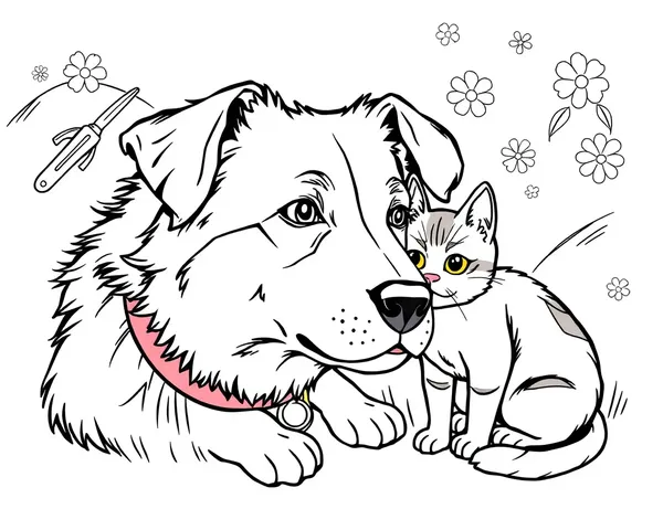 Images de Coloriage de Chiens et de Chats pour le Fun