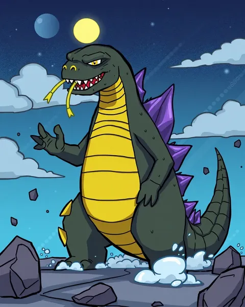 Images de Godzilla cartoon : scènes animées classiques du Roi