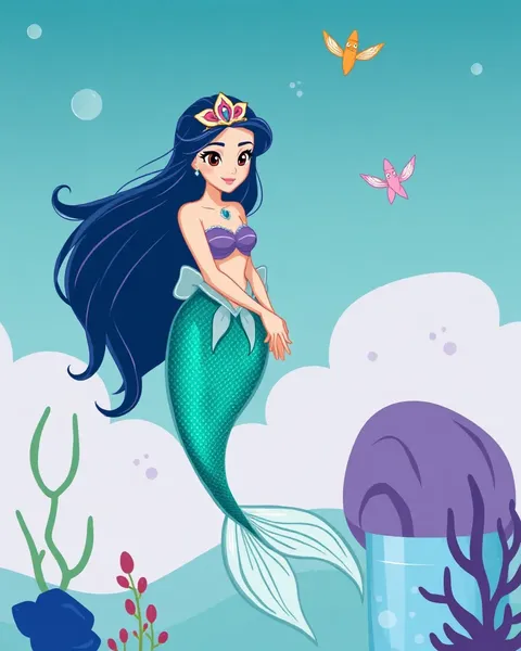 Images de Mermaid de Cartoon : Portraits Enchantants de Mermaids et de la Mer