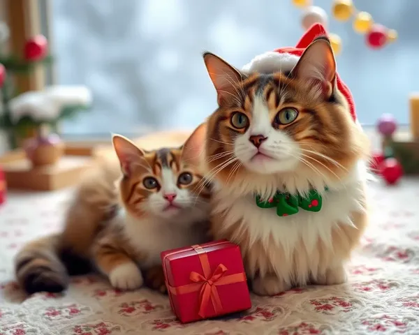 Images de Noël amusantes de chats mignons à savourer