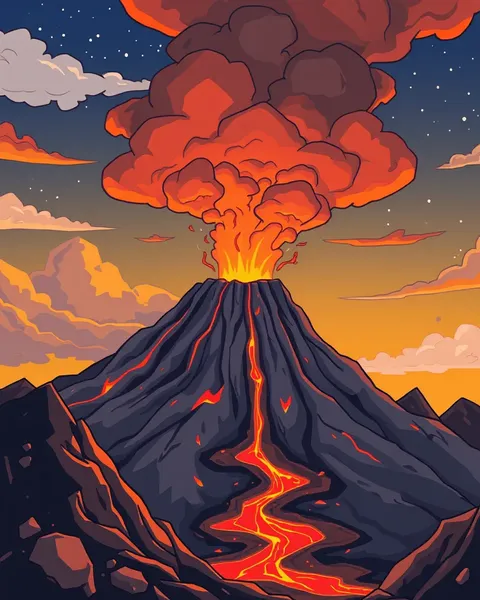 Images de Volcans en Cartoons : Une Représentation Artistique Dynamique